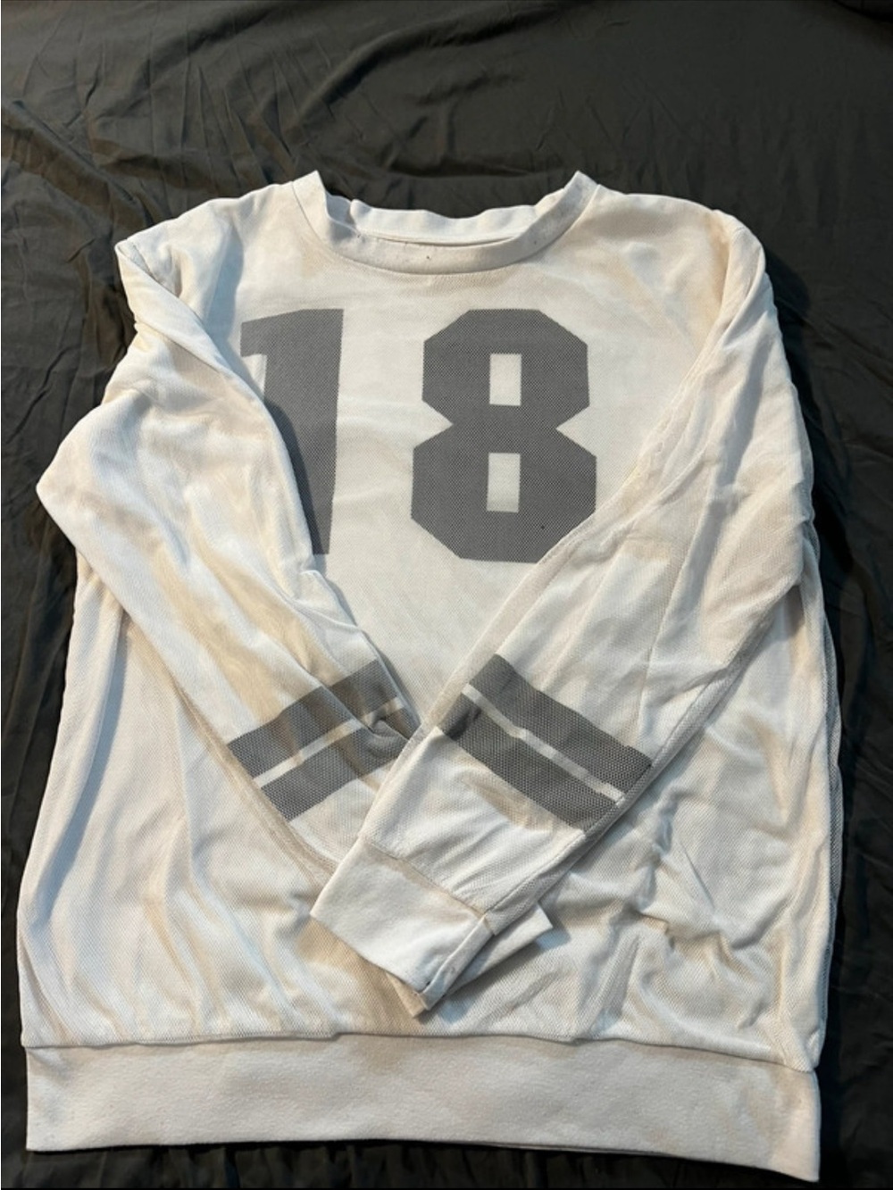 Women’s White Graphic Pullover Shirt with Gray Number Detail